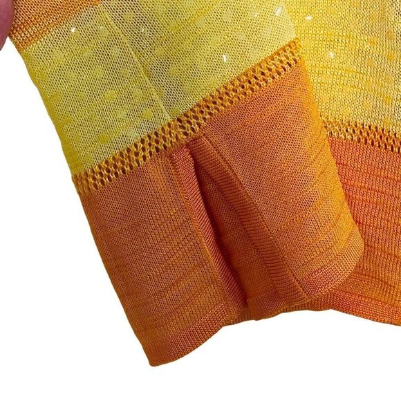 Vtg Escada Margaretha Ley Orange Yellow Stripe Knit Button Up Top Sz EU 34 US S - Picture 5 of 14